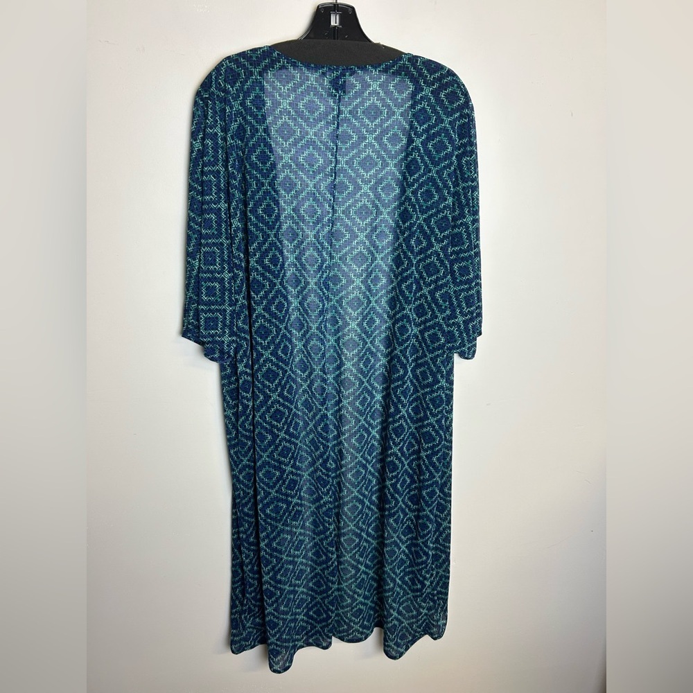 H&M kimono Cover up Blue-Green‎ Geometric Pattern Kimono Size S Shiffon light